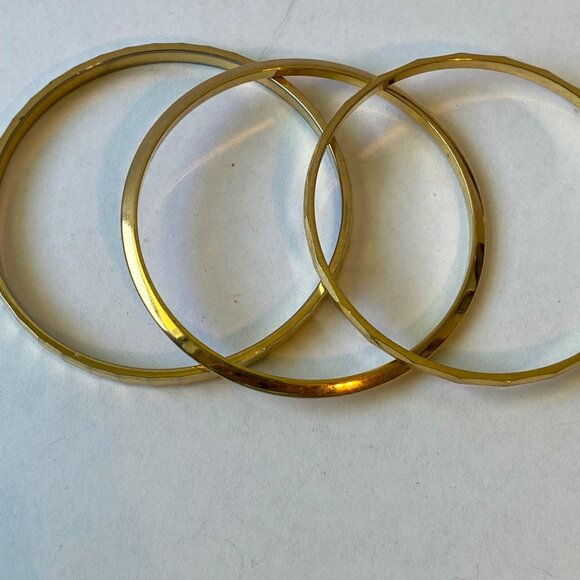Monet Gold-Tone Textured Bangle Bracelet Set Of 3 - Picture 2 of 9
